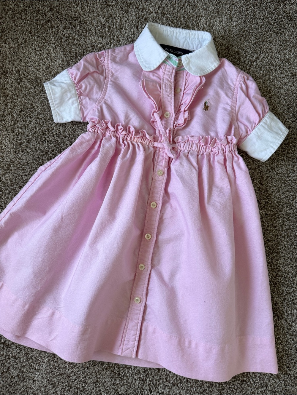 Ralph Lauren Pink and White Girls' Casual Polo Dress
